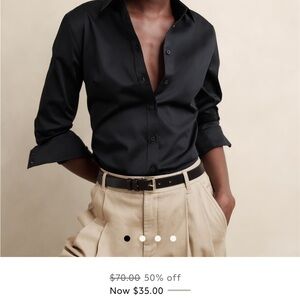 Banana Republic Easy Care Black Button Up Shirt
